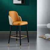 Gopher 實木皮革高腳吧檯椅